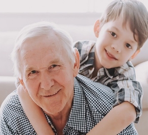 A grandfather and grandson.